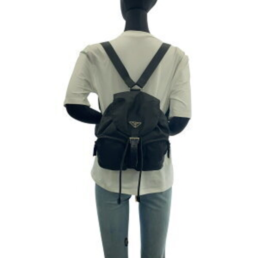 Prada logo backpack black plate triangular Nylon Tessuto - Picture 7 of 10